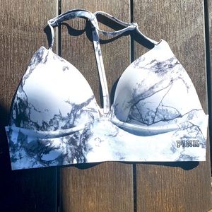 Victoria’s Secret PINK Bonded bralette with marble design and racer back straps